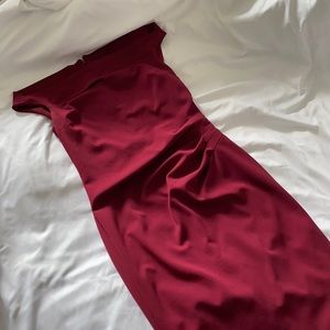 Off shoulder maroon dress